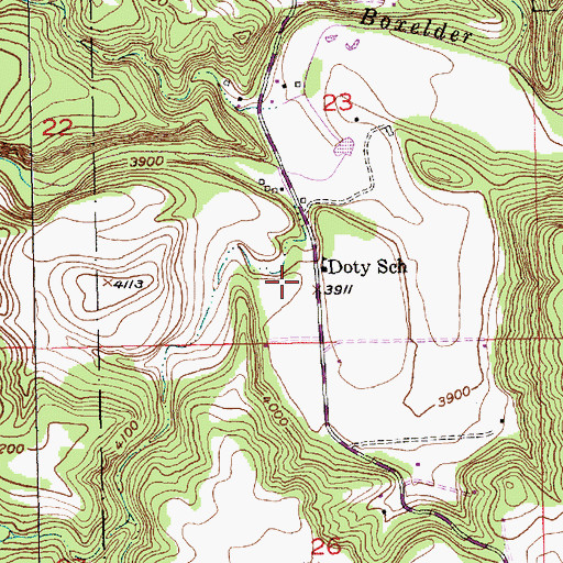 Topographic Map of Doty Volunteer Fire Department Station 1, SD