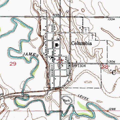 Topographic Map of Columbia Fire Department, SD