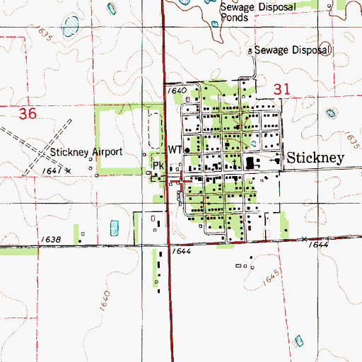 Topographic Map of Stickney Volunteer Fire Department, SD