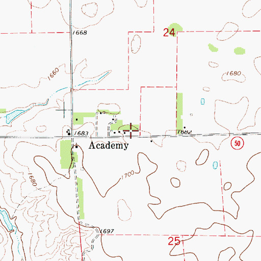 Topographic Map of Academy Volunteer Fire Department, SD