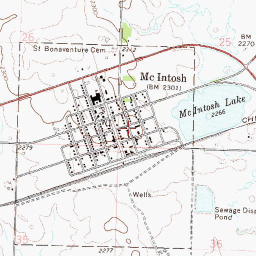Topographic Map of McIntosh Volunteer Fire Department, SD