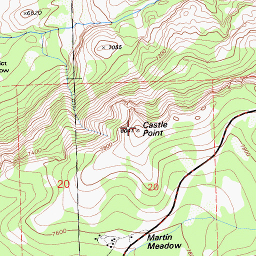 Topographic Map of Castle Point, CA