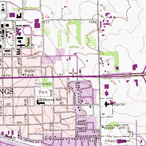 Topographic Map of Brookings Fire Department East, SD