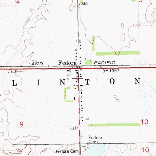 Topographic Map of Fedora Volunteer Fire Department, SD