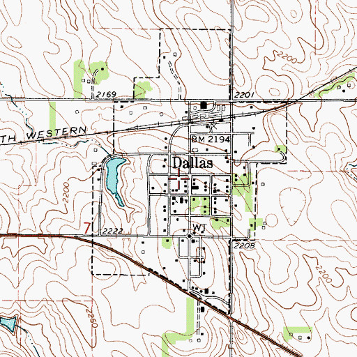 Topographic Map of Dallas Volunteer Fire Department, SD