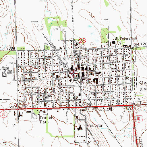 Topographic Map of Sisseton Fire Department, SD