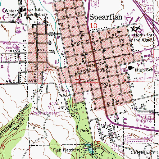 Topographic Map of Spearfish Volunteer Fire Department, SD
