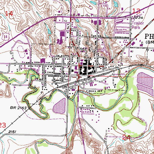 Topographic Map of Philip Fire Department, SD