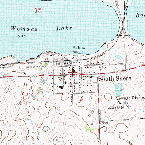 Topographic Map of South Shore Fire Department, SD
