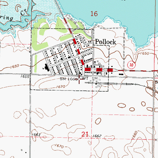 Topographic Map of Pollock Volunteer Fire Department, SD