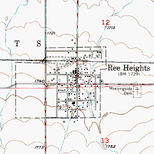 Topographic Map of Ree Heights Fire Department, SD