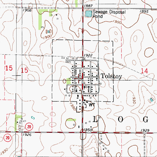 Topographic Map of Tolstoy Fire Department, SD