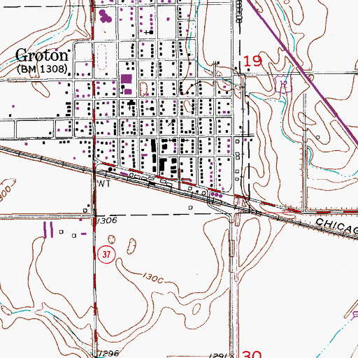 Topographic Map of Groton Community Fire Department, SD