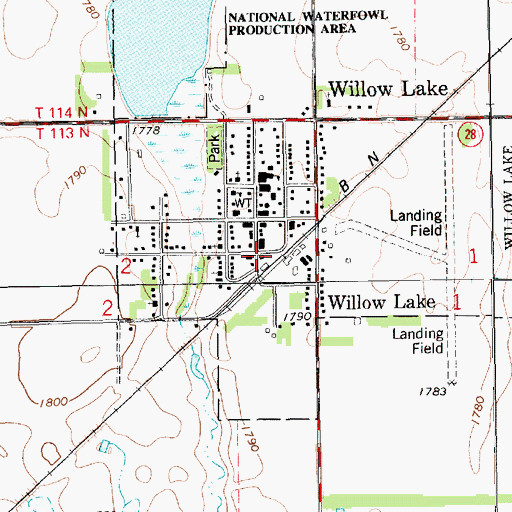 Topographic Map of Willow Lake Fire Department, SD
