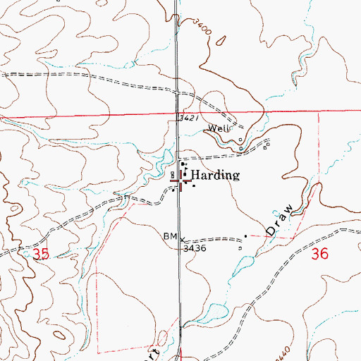 Topographic Map of Harding Volunteer Fire Department, SD