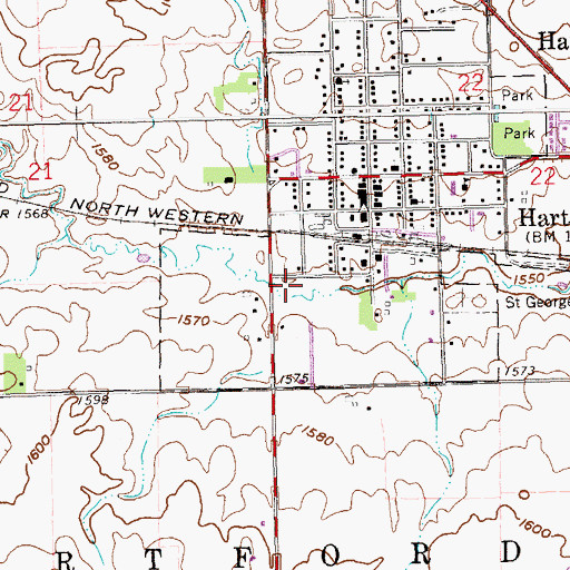 Topographic Map of Hartford Area Fire and Rescue, SD
