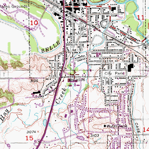 Topographic Map of Belle Fourche Volunteer Fire Department, SD