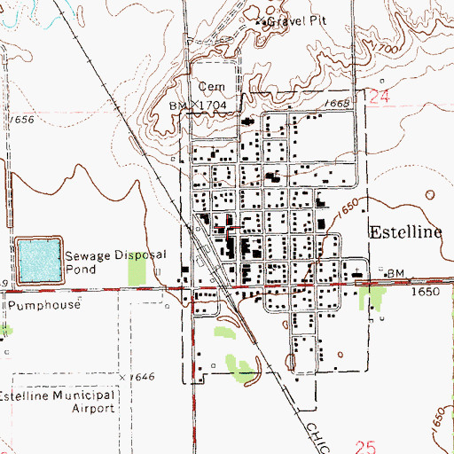 Topographic Map of Estelline Fire Department, SD