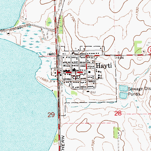 Topographic Map of Hayti Fire Department, SD