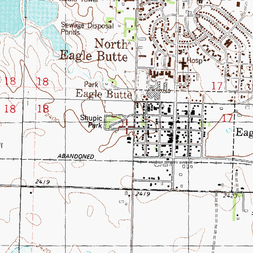 Topographic Map of Eagle Butte Fire Department, SD