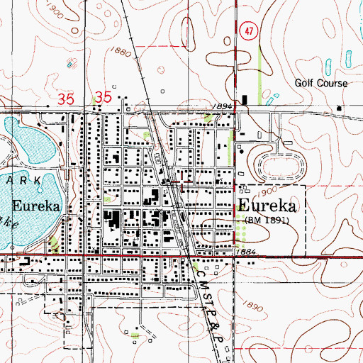 Topographic Map of Eureka Fire Department, SD