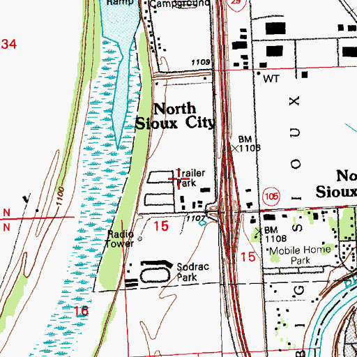 Topographic Map of North Sioux City Fire Department, SD