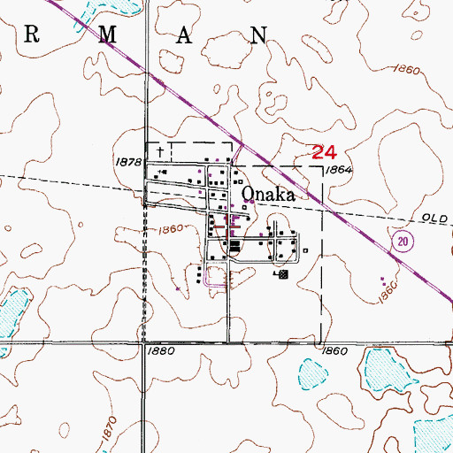 Topographic Map of Onaka Fire Department, SD