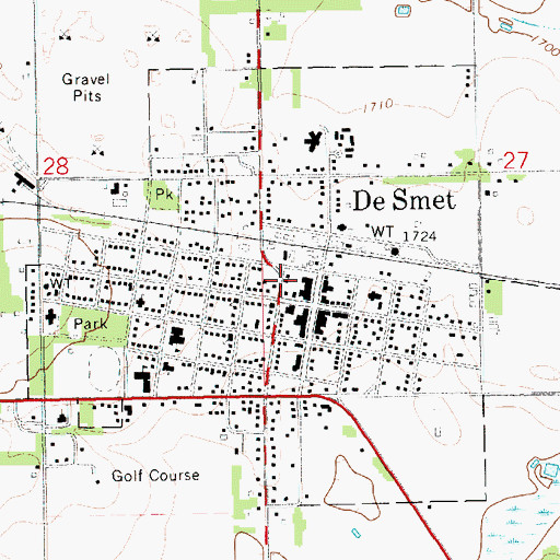 Topographic Map of De Smet Volunteer Fire Department, SD