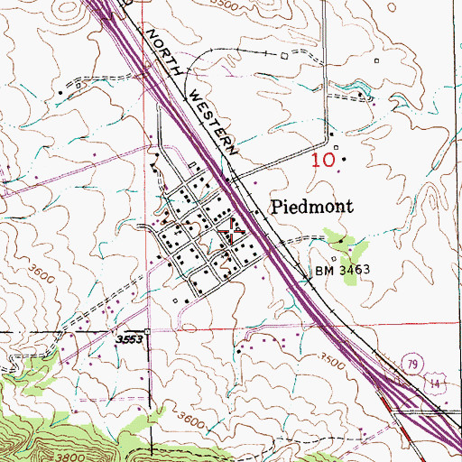 Topographic Map of Piedmont Volunteer Fire Department, SD