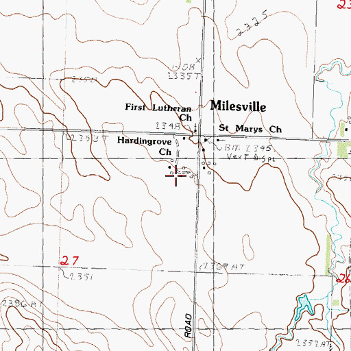 Topographic Map of Milesville Fire Department, SD