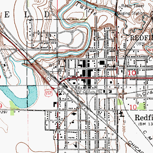 Topographic Map of Redfield City Fire Department, SD