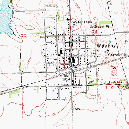 Topographic Map of Waubay Fire Department, SD