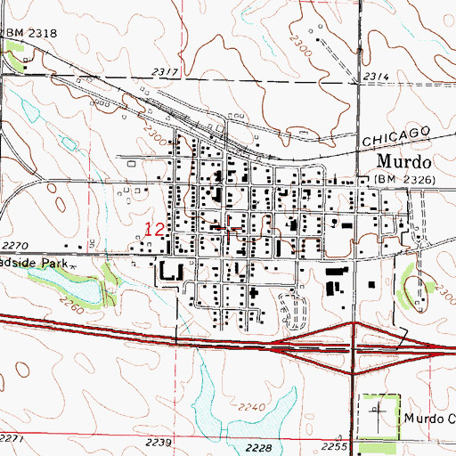 Topographic Map of Murdo Fire Department, SD