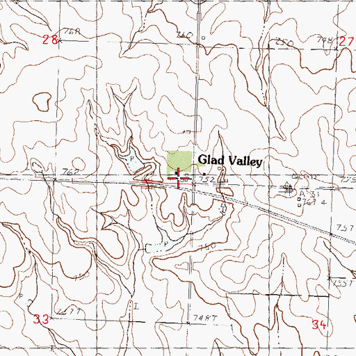 Topographic Map of Glad Valley Fire Department, SD