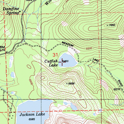 Topographic Map of Catfish Lake, CA