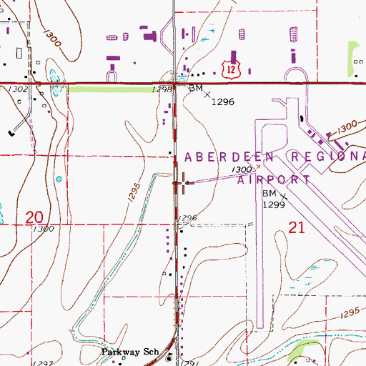 Topographic Map of Aberdeen Fire and Rescue / Advanced Care Station 3, SD