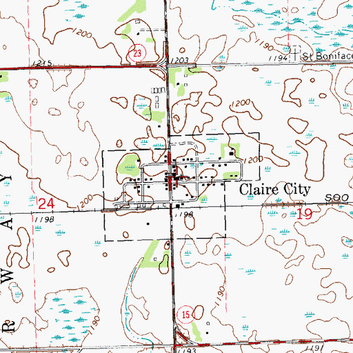 Topographic Map of Claire City Volunteer Fire Department, SD