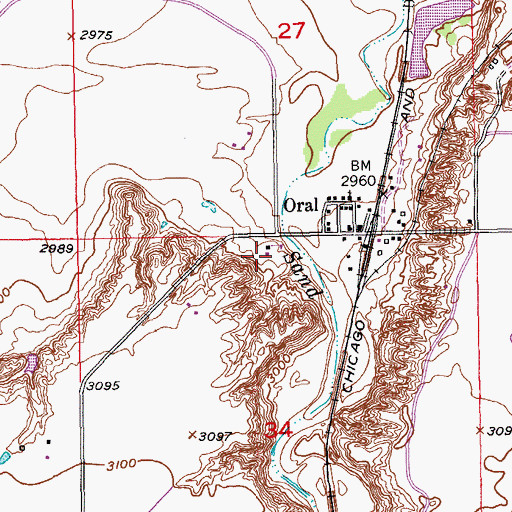 Topographic Map of Oral Fire Department, SD