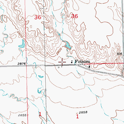 Topographic Map of Folsom Volunteer Fire Department, SD