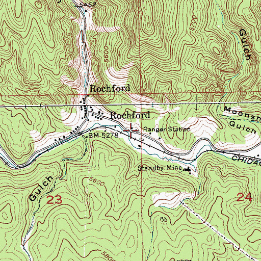 Topographic Map of Rochford Volunteer Fire Department, SD