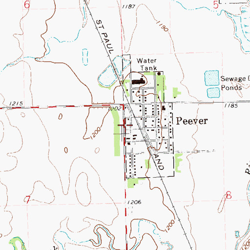 Topographic Map of Peever Volunteer Fire Department, SD