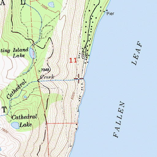 Topographic Map of Cathedral Creek, CA