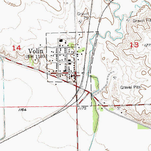 Topographic Map of Volin Fire Department, SD