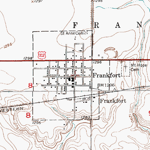 Topographic Map of Frankfort Fire Department, SD