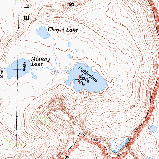 Topographic Map of Cathedral Lake, CA