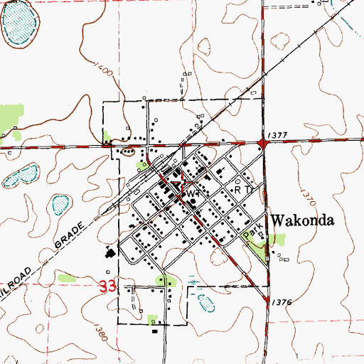 Topographic Map of Wakonda Fire and Rescue, SD