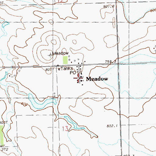Topographic Map of Meadow Fire Department, SD
