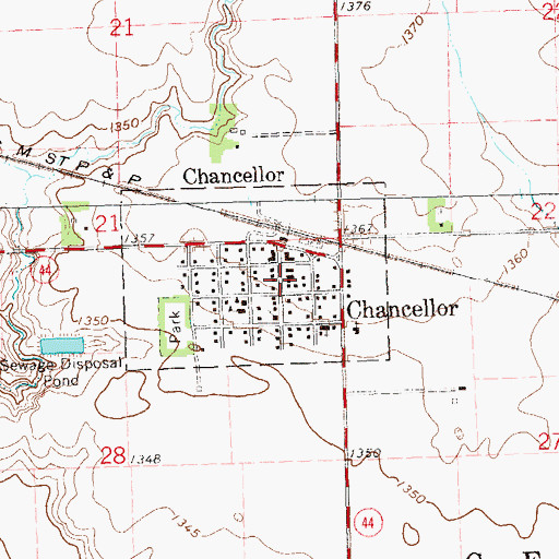 Topographic Map of Chancellor Volunteer Fire Department, SD