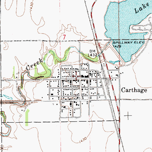 Topographic Map of Carthage Rural Fire Department, SD