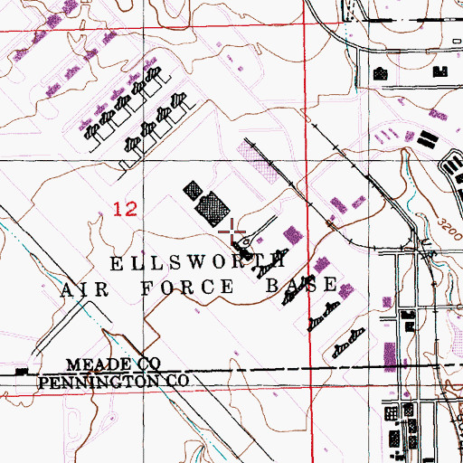 Topographic Map of Ellsworth Air Force Base Fire Department, SD